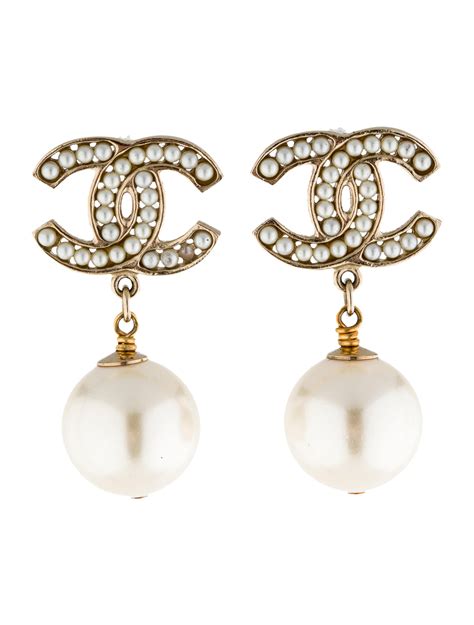 pearl drop chanel earrings|chanel earrings original.